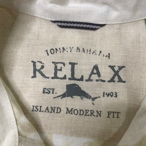 Tommy Bahama Shirt Mens L White Parchment Linen Relax Island Modern Fit Printed - Picture 4 of 12